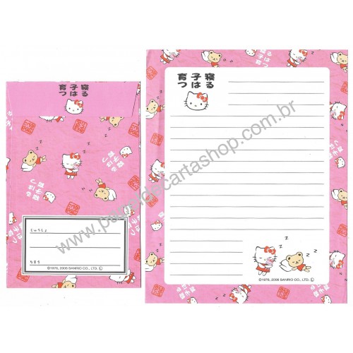 Ano 2006. Conjunto de Papel de Carta Hello Kitty CRS Sanrio