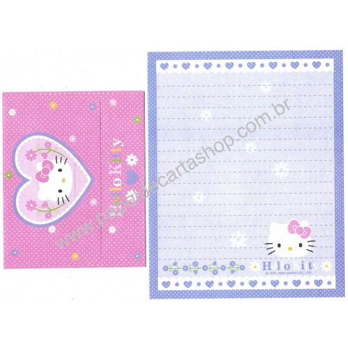 Ano 2006. Conjunto de Papel de Carta Hello Kitty Flower CLL Sanrio