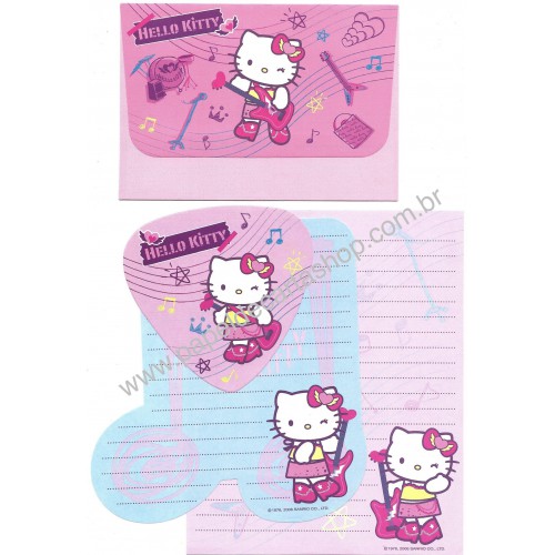 Ano 2006. Conjunto de Papel de Carta Hello Kitty Music Sanrio