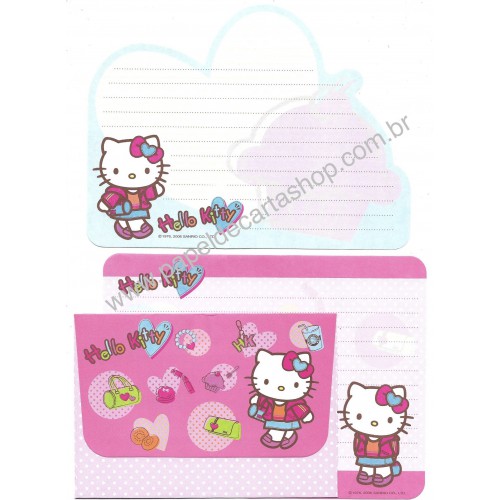 Ano 2006. Conjunto de Papel de Carta Hello Kitty Purse Sanrio