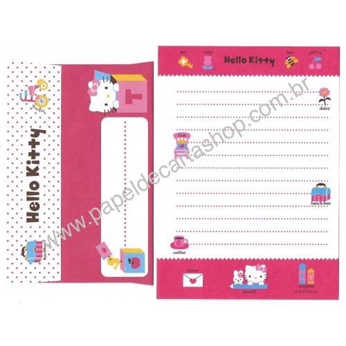 Ano 2007. Conjunto de Papel de Carta Hello Kitty P Pink Sanrio