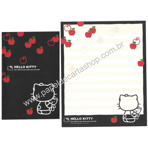 Ano 2008. Conjunto de Papel de Carta Hello Kitty Apple Sanrio