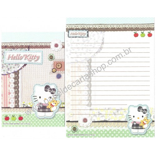 Ano 2008. Conjunto de Papel de Carta Hello Kitty Button CVD Sanrio