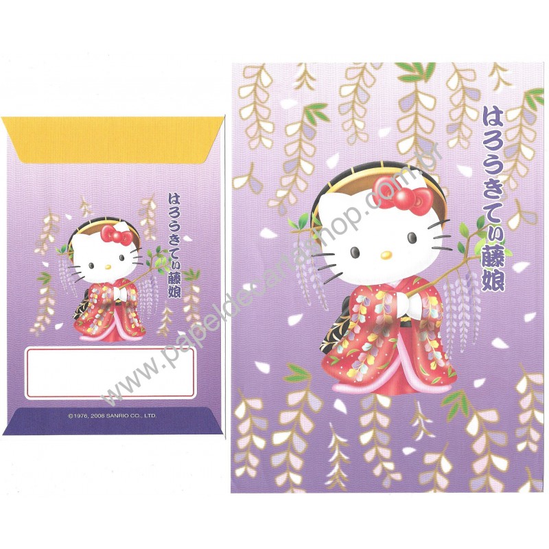 Ano 2008. Conjunto de Papel de Carta Hello Kitty Kimono CLL Sanrio