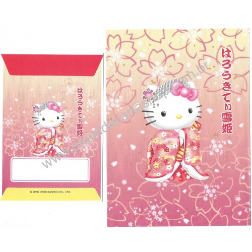 Ano 2008. Conjunto de Papel de Carta Hello Kitty Kimono CVM Sanrio