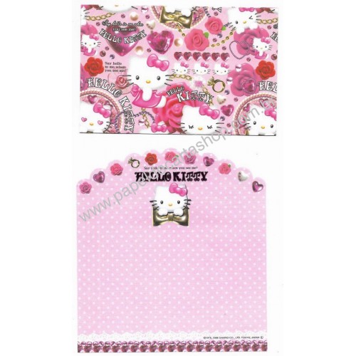 Ano 2008. Kit 2 Conjuntos Papel de Carta Hello Kitty Shine Pink Sanrio