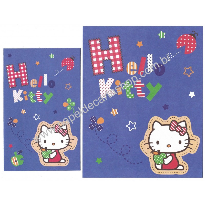 Ano 2009. Conjunto de Papel de Carta Hello Kitty Blue Sanrio