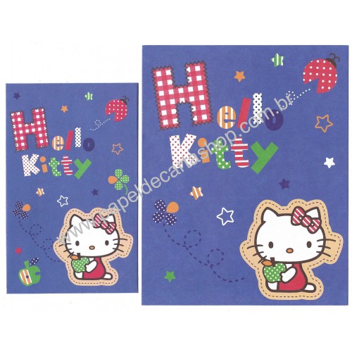 Ano 2009. Conjunto de Papel de Carta Hello Kitty Blue Sanrio