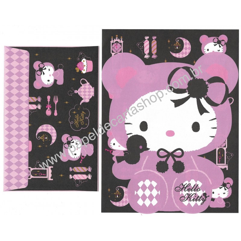 Ano 2009. Conjunto de Papel de Carta Hello Kitty Furry CLL Sanrio