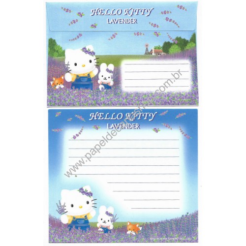 Ano 2003. Conjunto de Papel de Carta Hello Kitty Lavender S Sanrio