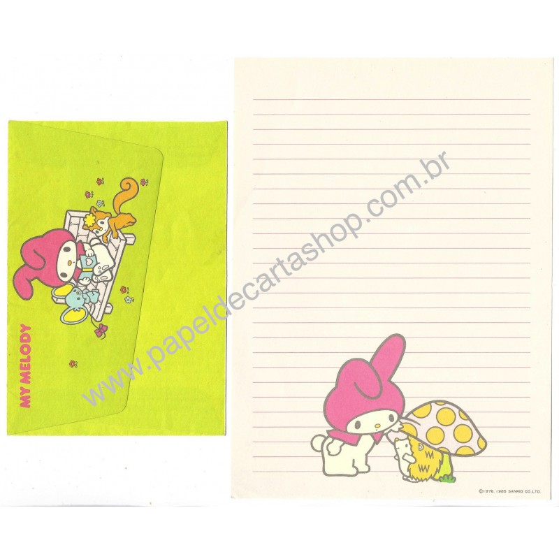 Ano 1985. Conjunto de Papel de Carta My Melody CVD Sanrio Argentina