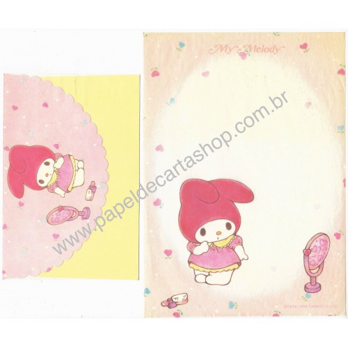 Ano 1985. Conjunto de Papel de Carta My Melody Vintage Sanrio