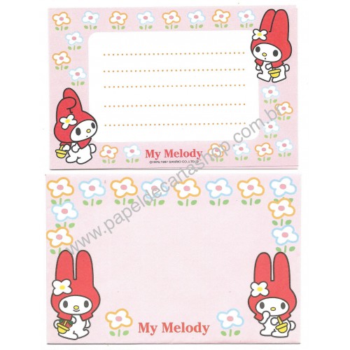 Ano 1997. Conjunto de Papel de Carta Pequeno My Melody CRS Antigo (Vintage) Sanrio