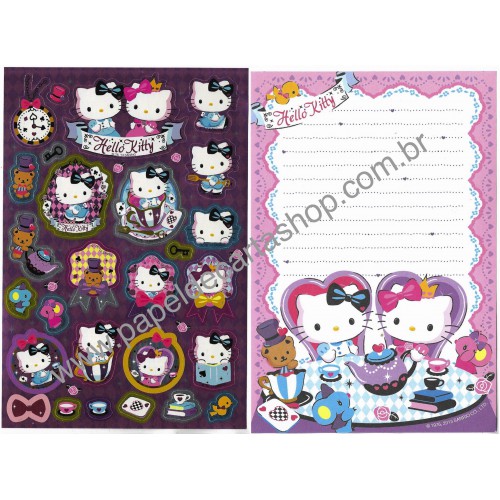 Ano 2013. Kit 2 Conjuntos de Papel de Carta Hello Kitty in Wonderland Sanrio