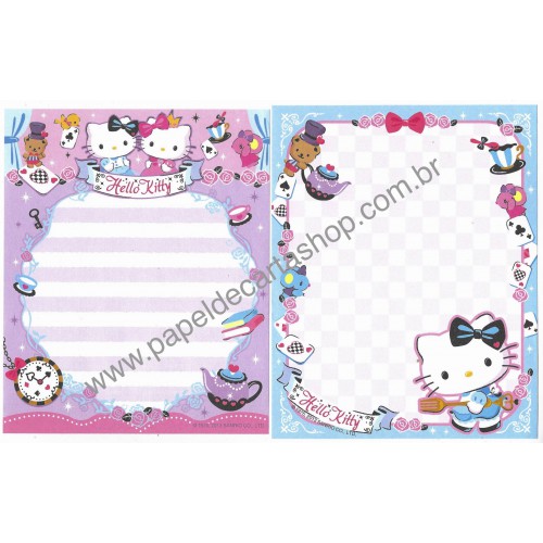 Ano 2013. Kit 2 Conjuntos de Papel de Carta Hello Kitty in Wonderland Sanrio