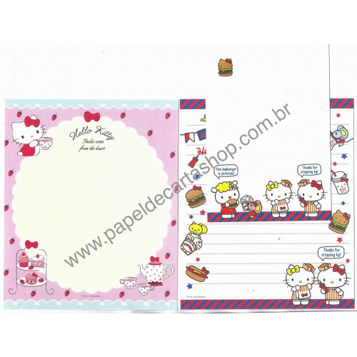 Ano 2019. Kit 3 Conjuntos de Papel de Carta Hello Kitty Sanrio