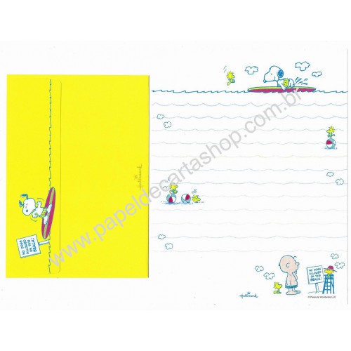 Conjunto de Papel de Carta Snoopy Hallmark Surf CAM