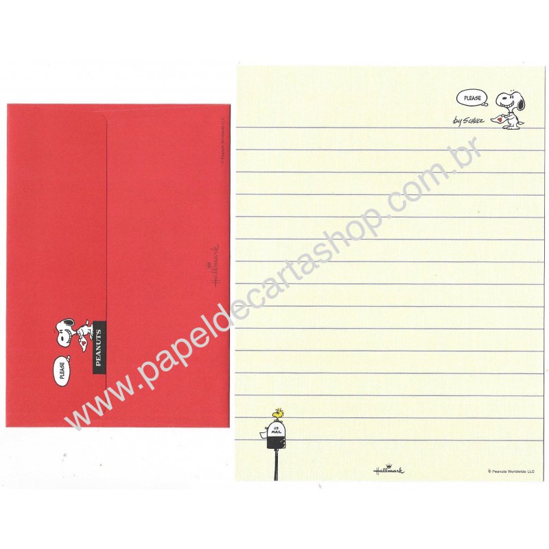 Conjunto de Papel de Carta Snoopy CCVM Peanuts Hallmark