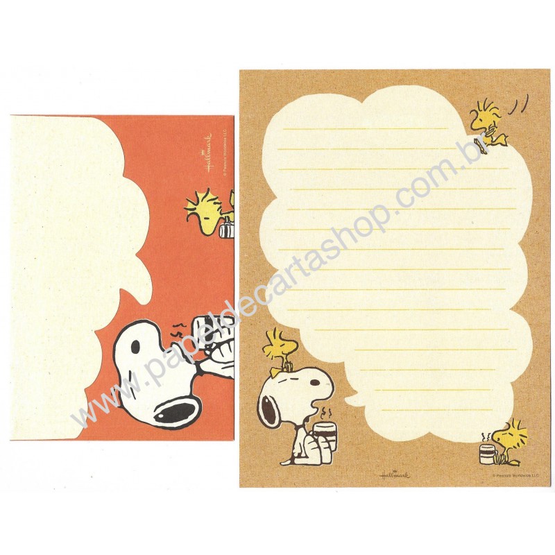 Conjunto de Papel de Carta Snoopy Relax and Enjoy CLA Peanuts Hallmark