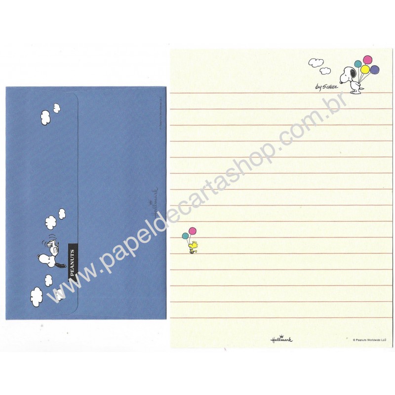 Conjunto de Papel de Carta Snoopy CCAZ Peanuts Hallmark