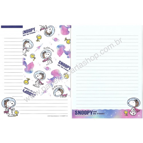 Conjunto de Papel de Carta Snoopy Astronaut Peanuts 2016