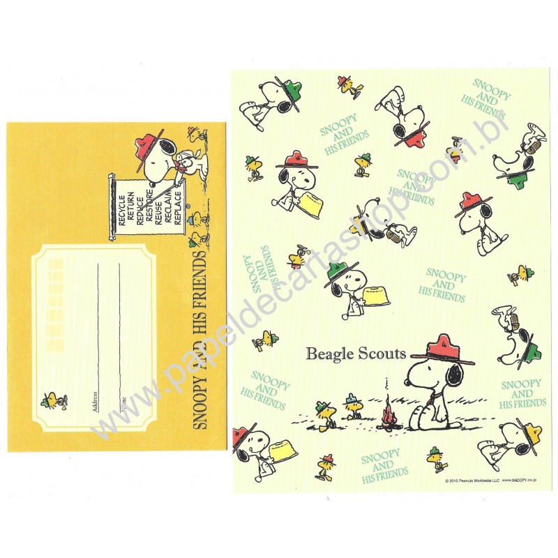 Kit 2 Conjuntos de Papel de Carta Snoopy Pudim 2015