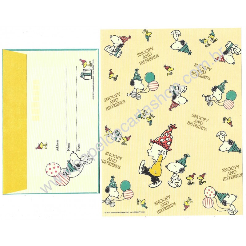 Kit 2 Conjuntos de Papel de Carta Snoopy Pudim 2015