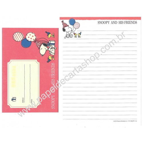 Kit 2 Conjuntos de Papel de Carta Snoopy Pudim 2015