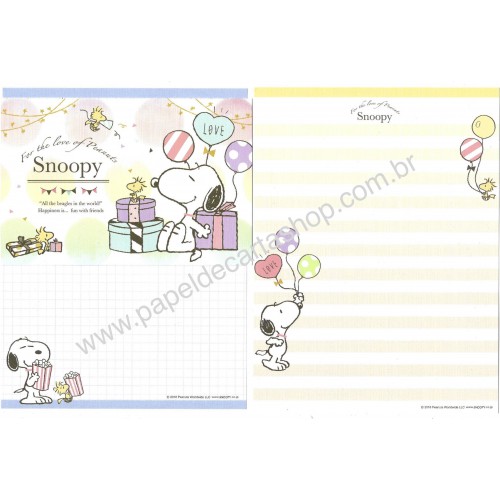 Kit 2 Conjuntos de Papel de Carta Snoopy Love 2016