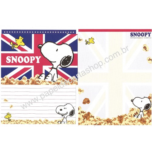 Kit 2 Conjuntos de Papel de Carta Snoopy Popcorn 2013