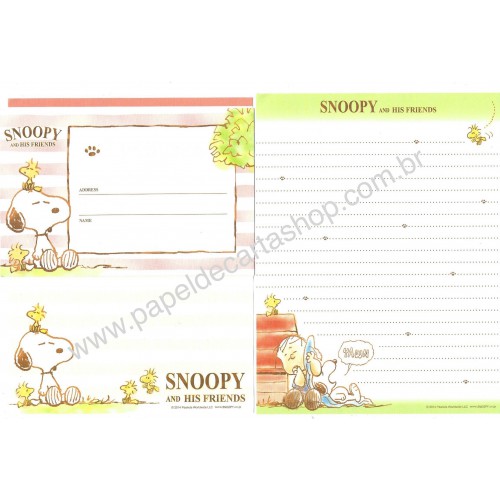 Kit 2 Conjuntos de Papel de Carta Snoopy & Friends 2014