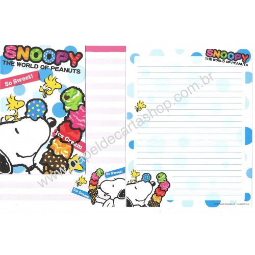 Kit 2 Conjuntos de Papel de Carta Snoopy So Sweet 2013