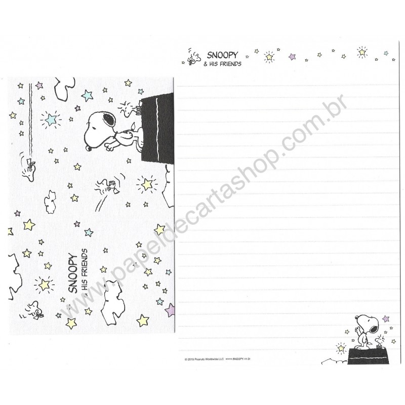 Conjunto de Papel de Carta Snoopy & Friends Peanuts Japão 2015