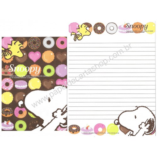 Kit 2 Conjuntos de Papel de Carta Snoopy Doughnut Peanuts