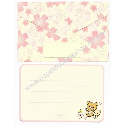 Ano 2016. Conjunto de Papel de Carta Rilakkuma Dourado CRS San-X