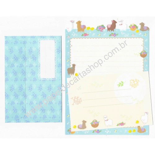 Conjunto de Papel de Carta Importado Palette Lhamas - San-X