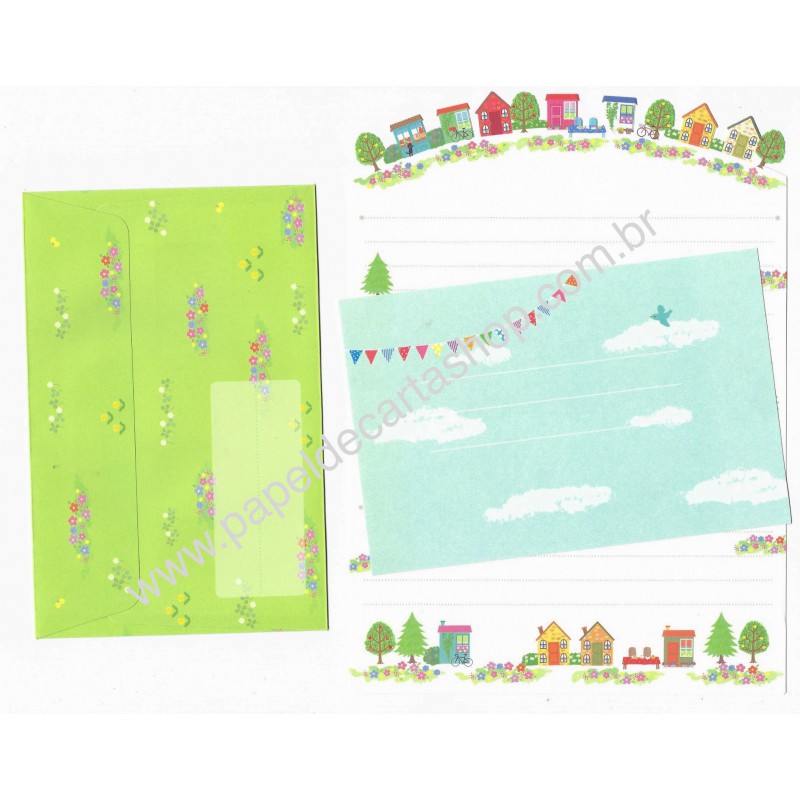 Conjunto de Papel de Carta Importado Palette Village - San-X