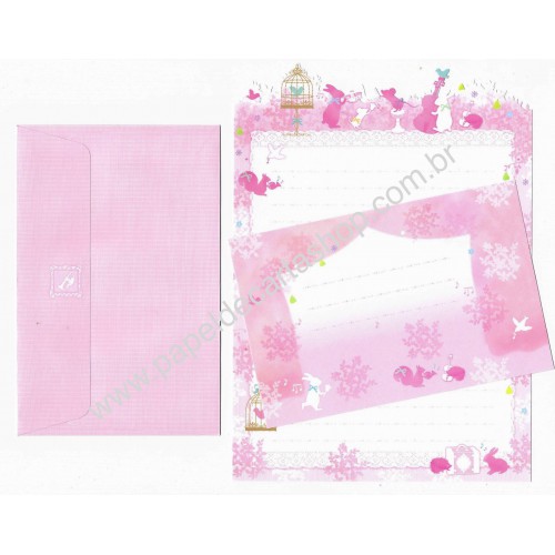 Conjunto de Papel de Carta Importado Palette Bunnies - San-X