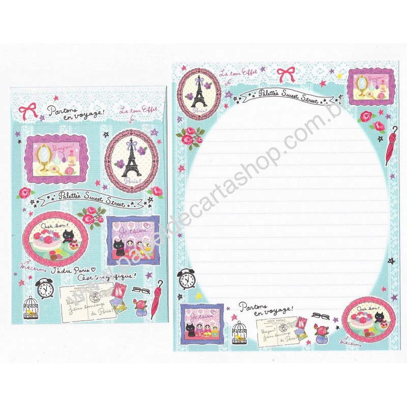 Conjunto de Papel de Carta Importado Palette Partons - San-X