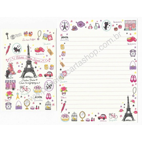 Conjunto de Papel de Carta Importado Palette's Sweet Street - San-X