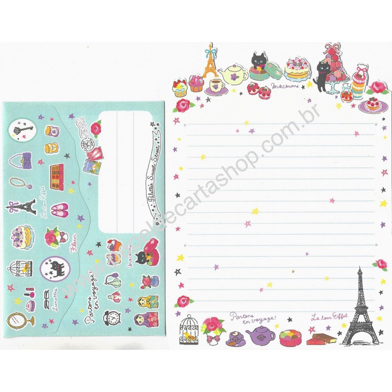 Conjunto de Papel de Carta Importado Palette Green - San-X