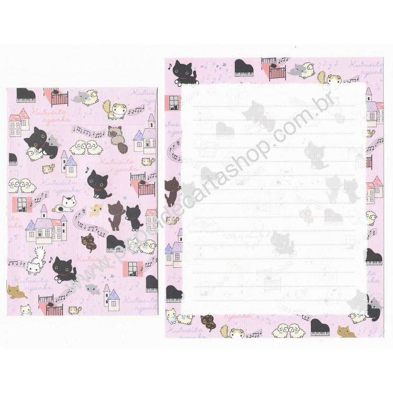 Conjunto de Papel de Carta Importado Kutusita Nyanko BH5 - San-X Japan