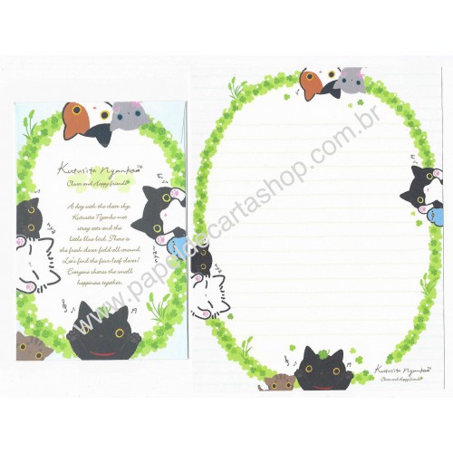 Conjunto de Papel de Carta Importado Kutusita Nyanko Clover 3 - San-X Japan