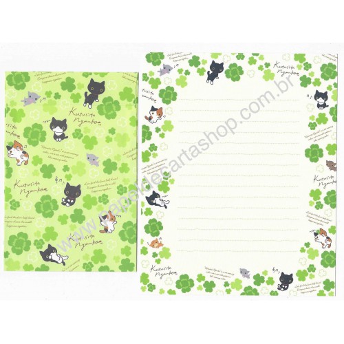 Conjunto de Papel de Carta Importado Kutusita Nyanko Clover 5 - San-X Japan