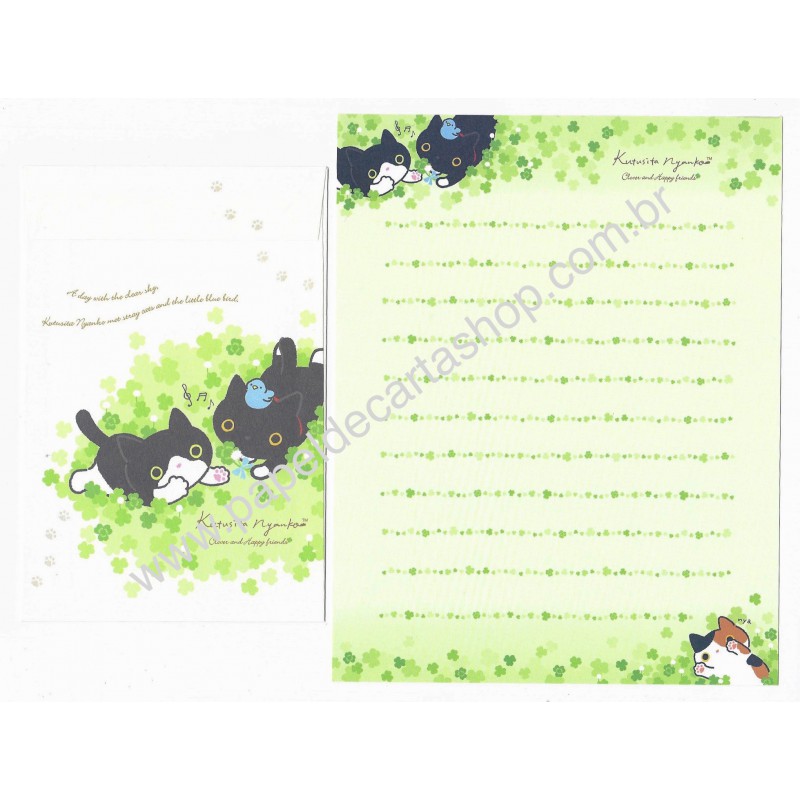 Conjunto de Papel de Carta Importado Kutusita Nyanko Clover 6 - San-X Japan