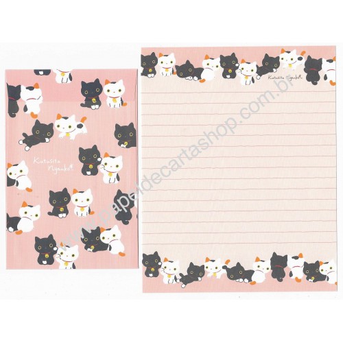 Conjunto de Papel de Carta Importado Kutusita Nyanko Happy Come (CRS) - San-X Japan