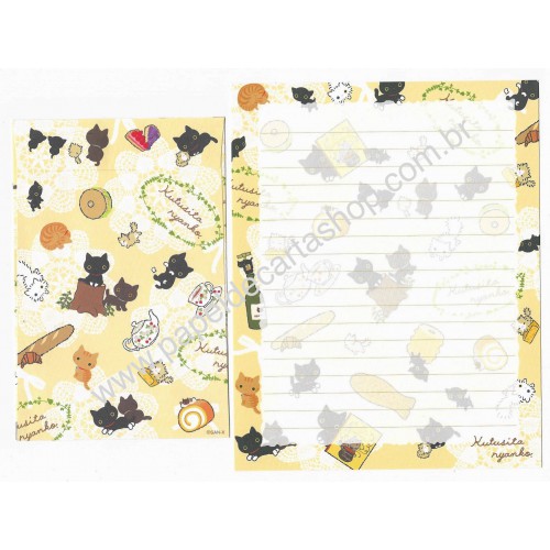 Conjunto de Papel de Carta Importado Kutusita Nyanko Recipes 2 - San-X Japan