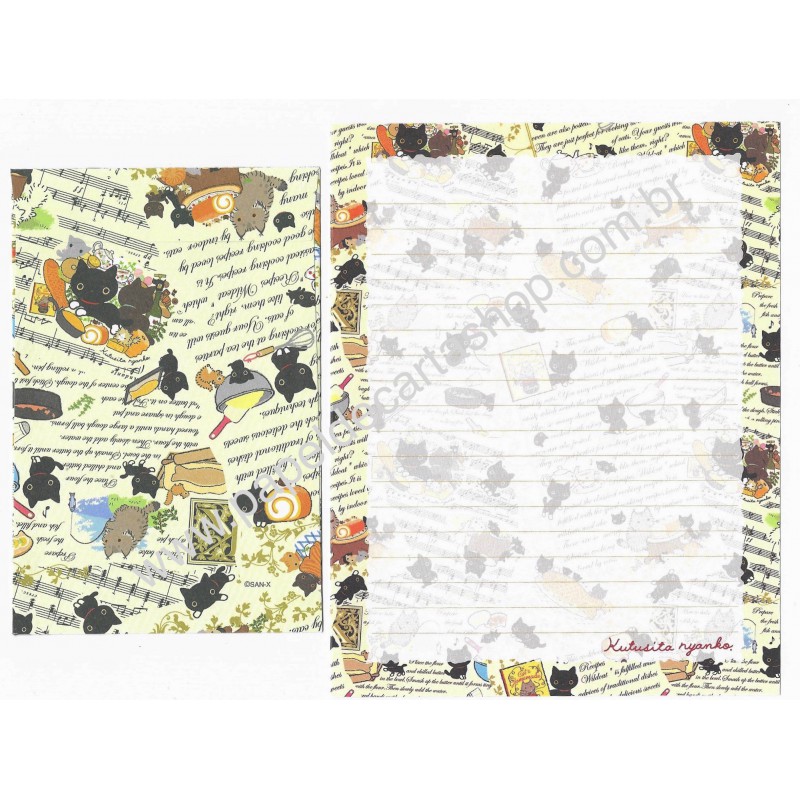 Conjunto de Papel de Carta Importado Kutusita Nyanko Recipes 3 - San-X Japan