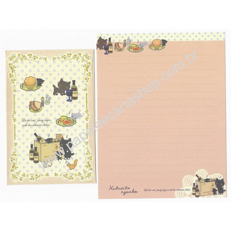 Conjunto de Papel de Carta Importado Kutusita Nyanko Recipes 6 - San-X Japan