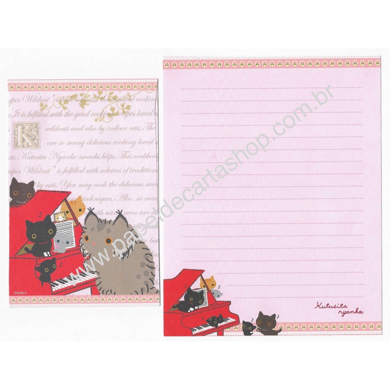 Conjunto de Papel de Carta Importado Kutusita Nyanko Recipes 7 - San-X Japan